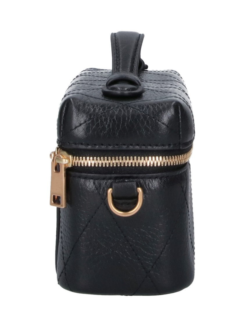 Tory Burch Black Leather Kira Diamond Top Handle Bag