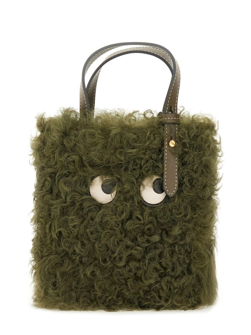 Anya Hindmarch N/S Mini Eyes Shearling Tote Bag