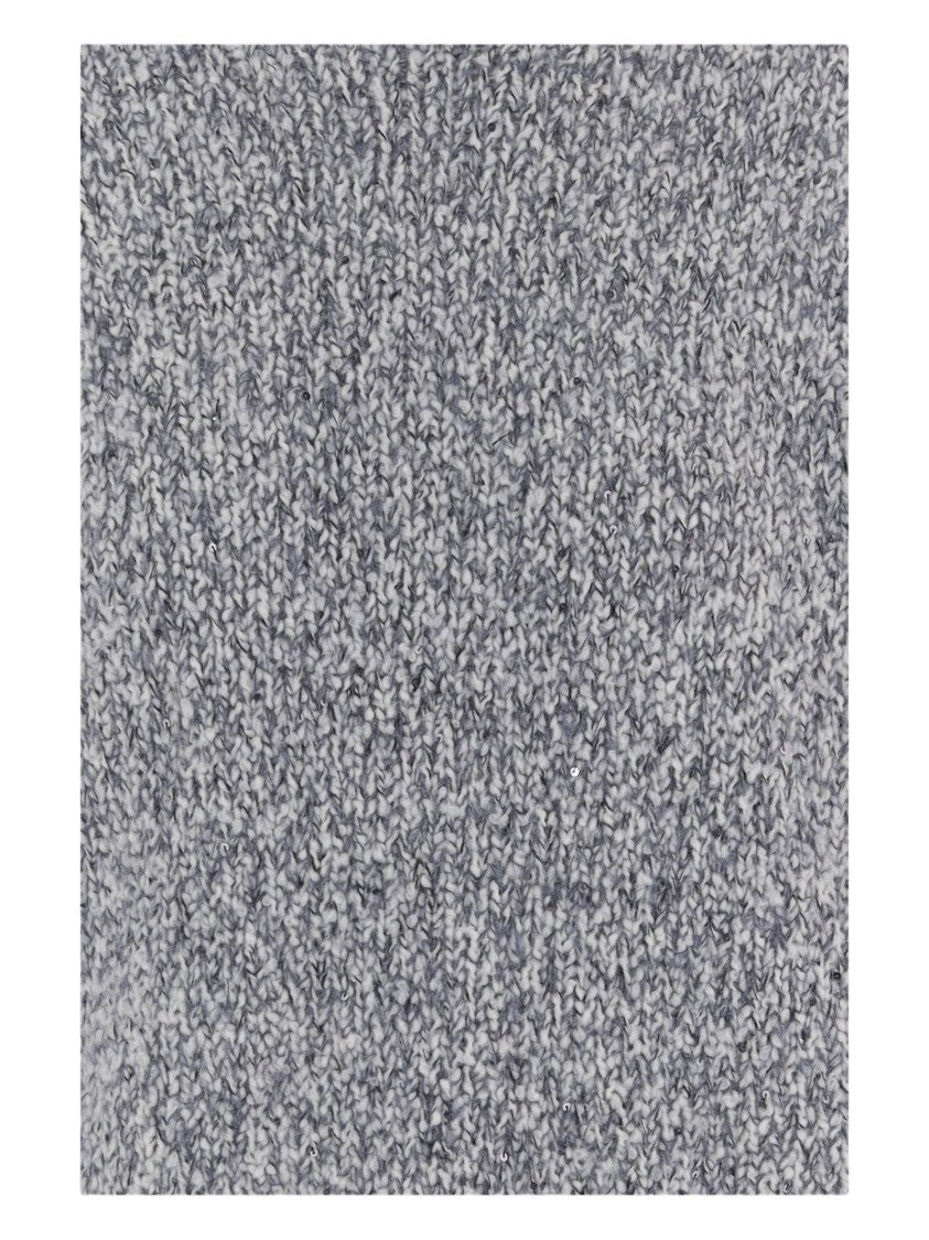 Bruno Manetti Gray Textured Virgin Wool-Blend Crew Neck Sweater