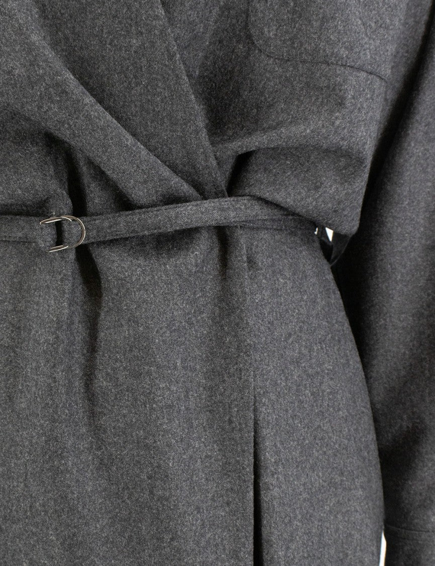 Brunello Cucinelli Wrap-Style Midi Dress With Plunging Neckline