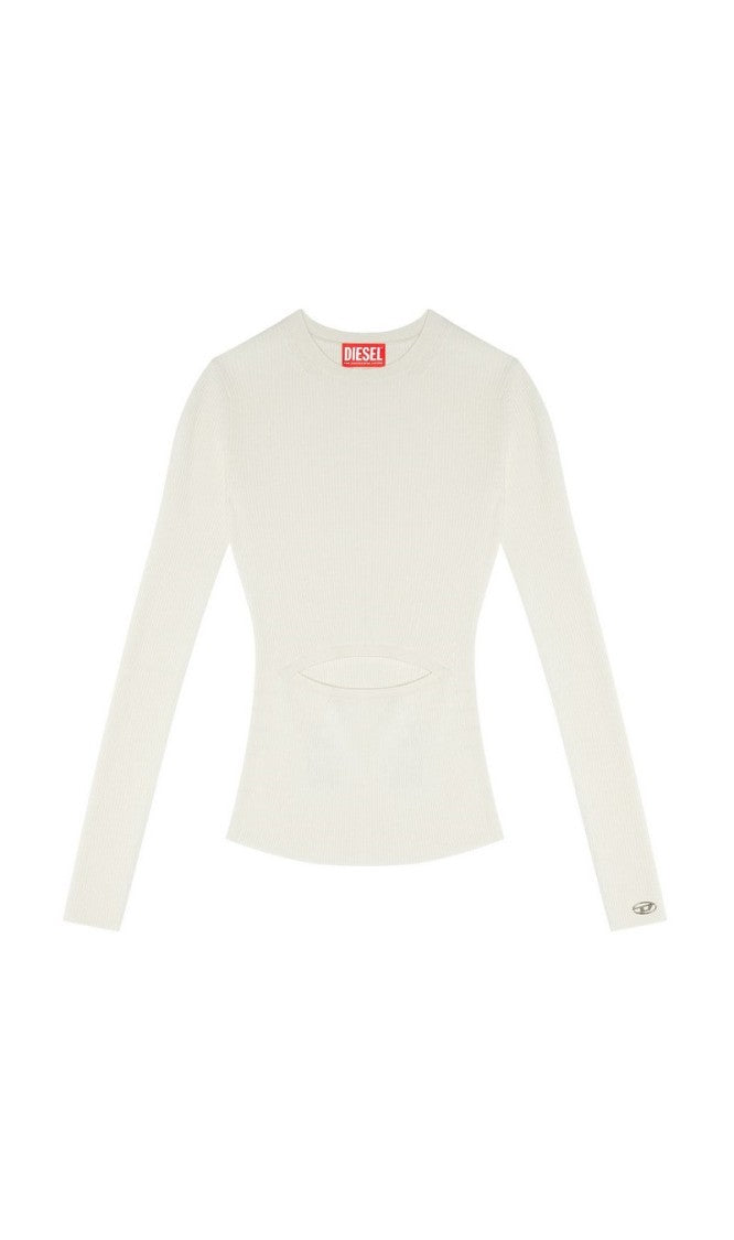 Diesel Ribbed Cut-Out Detail Sweater With Wool Blend And Silhouette