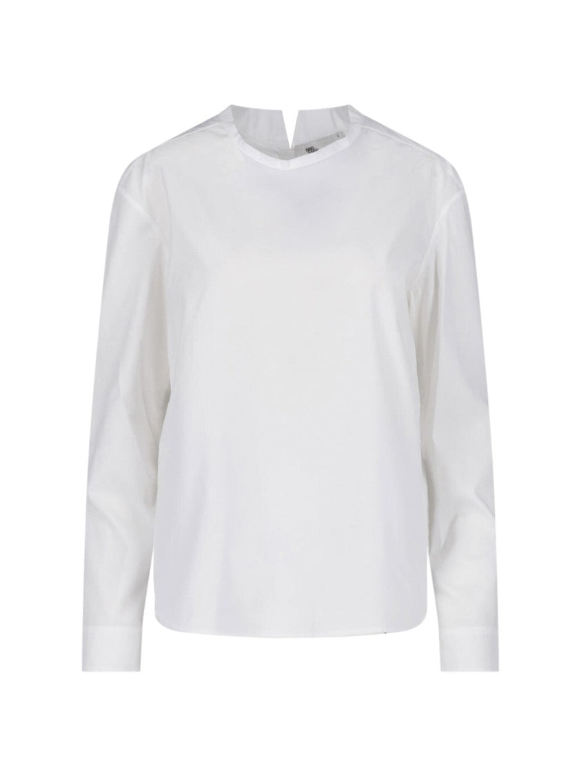 Sibel Saral White Hande Long-Sleeve Cotton Blouse