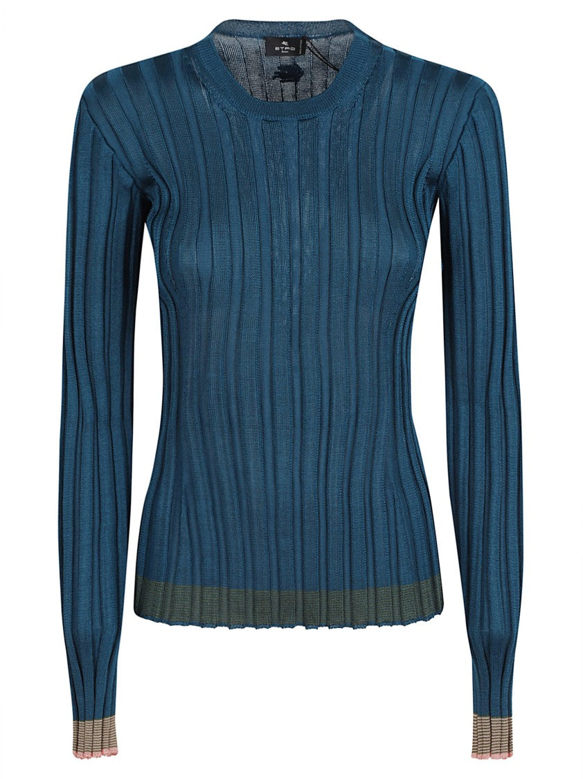 Etro Ribbed Knit Sweater With Crewneck And Long Sleeves