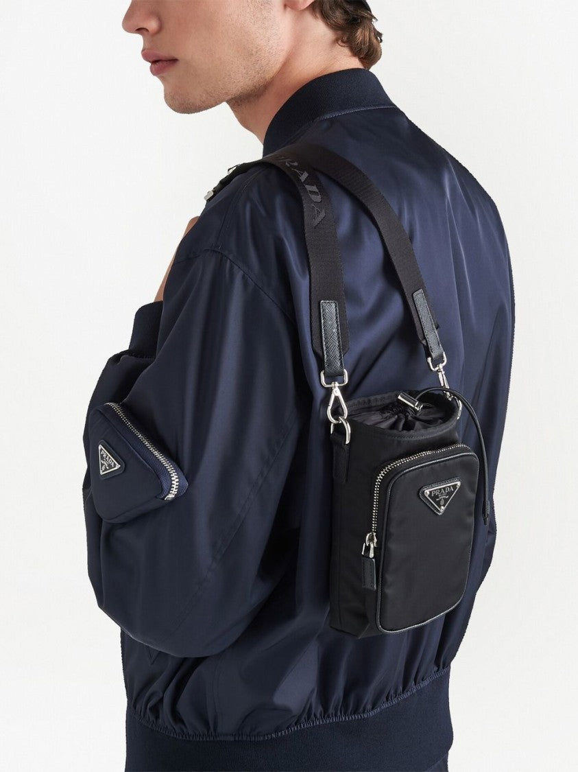 Prada Black Rectangular Crossbody Drawstring Bag