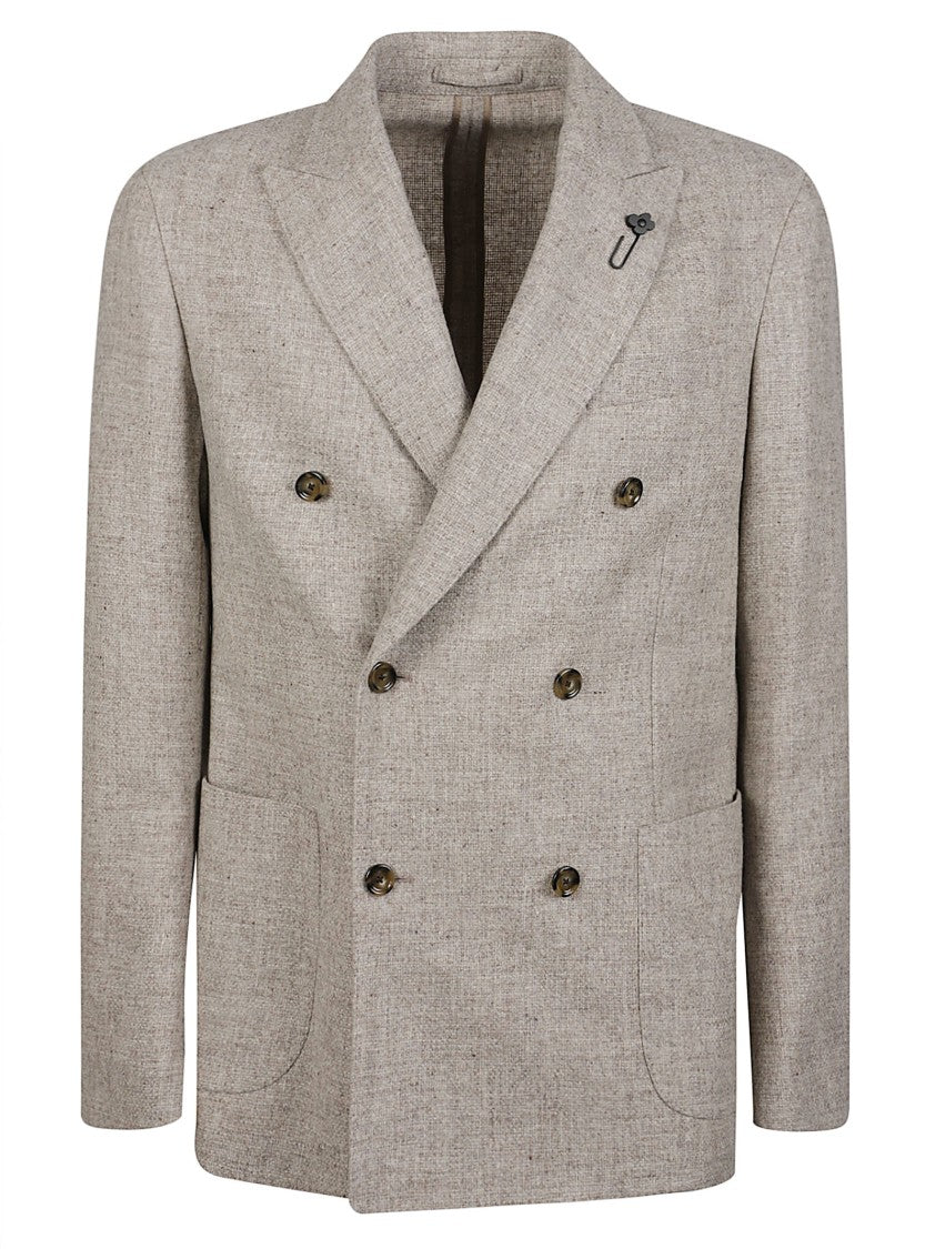 Lardini Roma Double-Breasted Wide-Lapel Wool Jacket