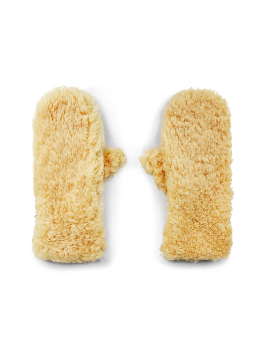 Bottega Veneta Teddy Shearling And Leather Logo Gloves