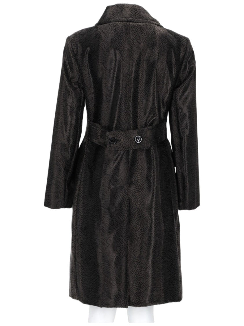 Paltò Double-Breasted Coat With Textured Glossy Fabric