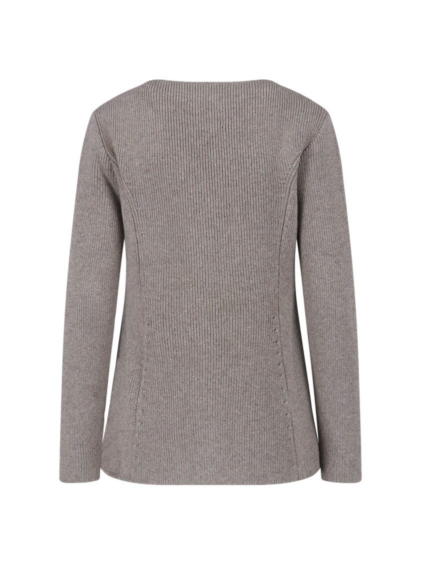 Malo Taupe V-Neck Patch-Pocket Cashmere Cardigan