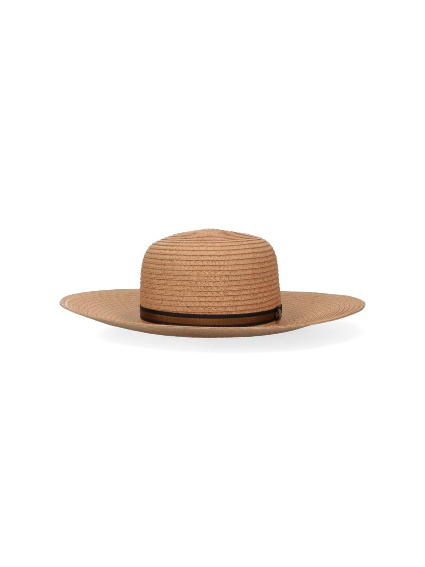 Borsalino Beige Giselle Wide-Brimmed Woven Straw Hat