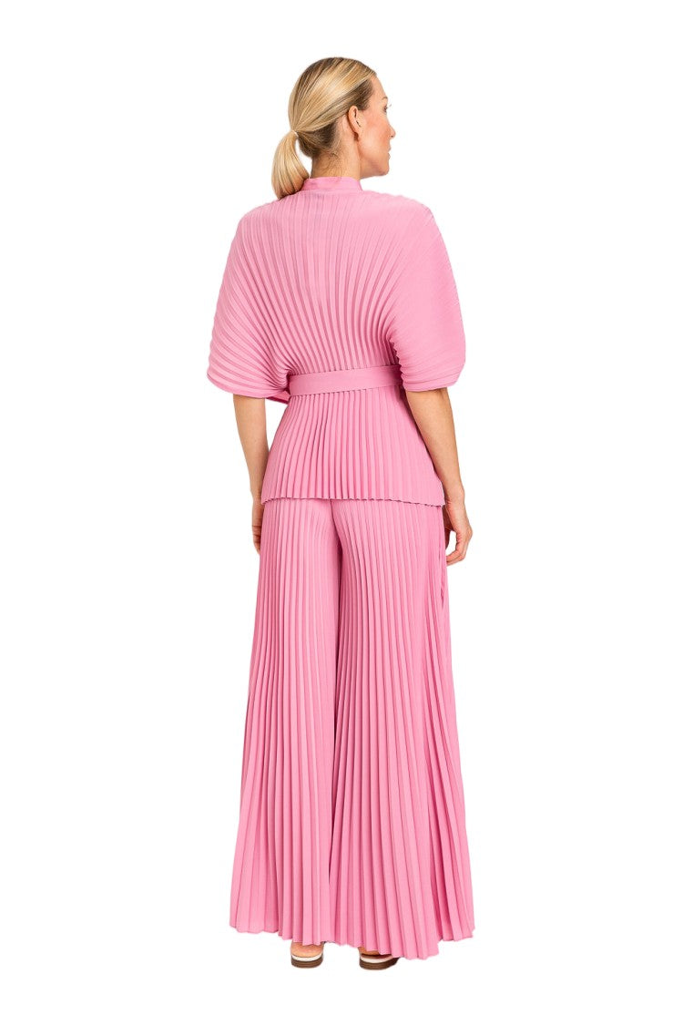 Twin-Set Pleated Crepe De Chine Polyester Belted Blouse