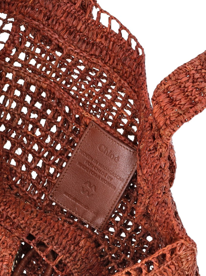 Chloé Brown East West Summer Raffia Tote