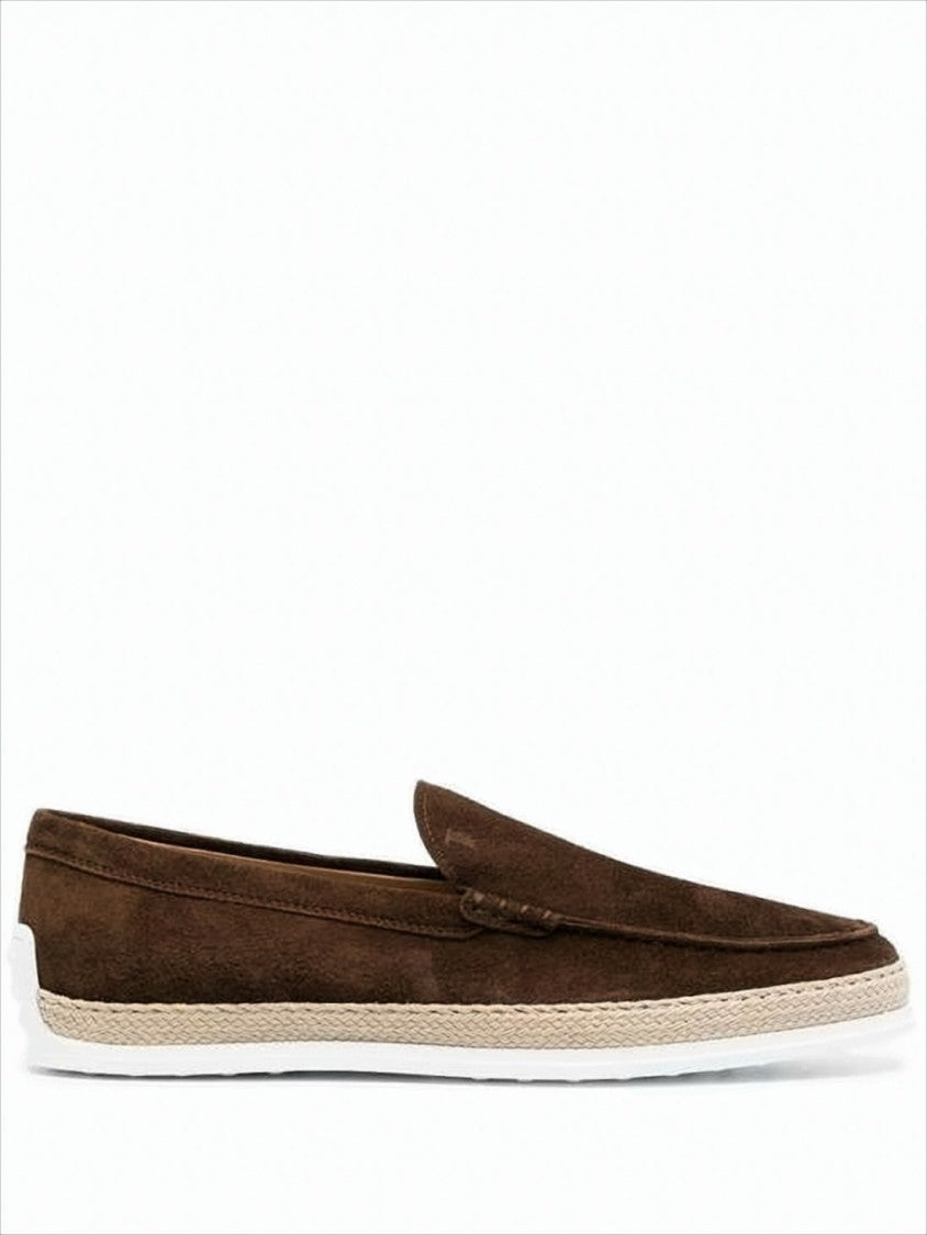 Tod's Moccasin-Style Brown Suede Loafers With Textured Grip