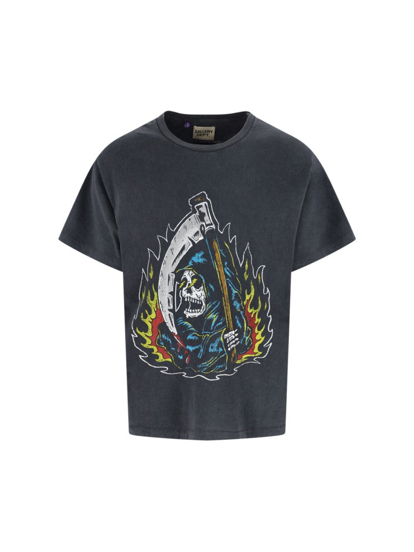 Gallery Dept. Black T-Shirt With Round Neckline And Short Sleeves