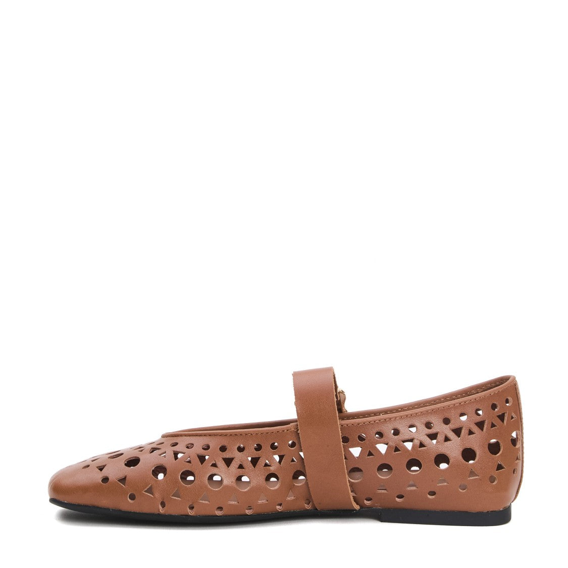 Ash Laser Cut Leather Ballerina