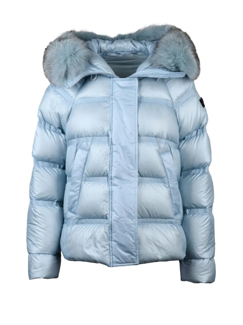 Peuterey Light Blue Takan Fur-Trimmed Down Jacket