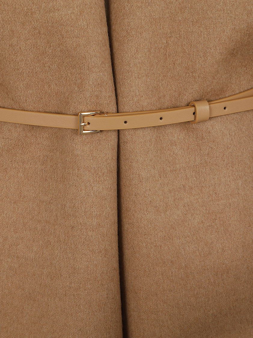 Max Mara Short Brown Camel Draped Cardigan Coat With Shawl Collar
