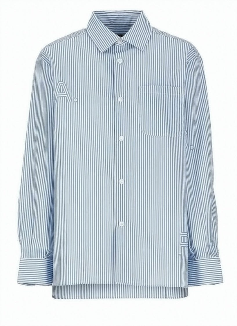 A.P.C. Vertical Stripe Button-Up Shirt With Embroidered Details