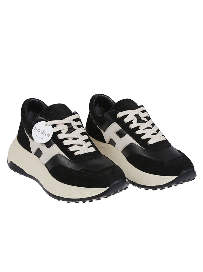 Hogan H669 Black Leather Suede Sneakers