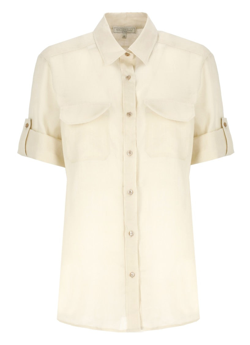 Antonelli Beige Beige Ramie Shirt