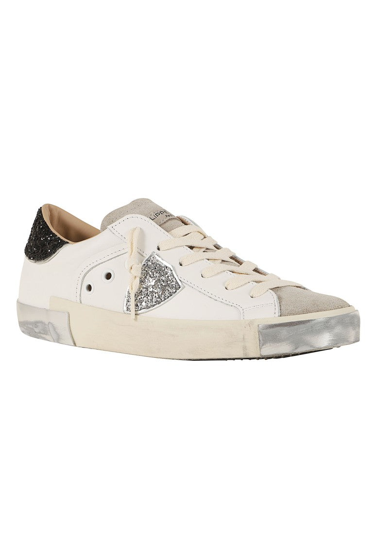 Philippe Model Prsx Low Handcrafted Glitter Leather Sneakers