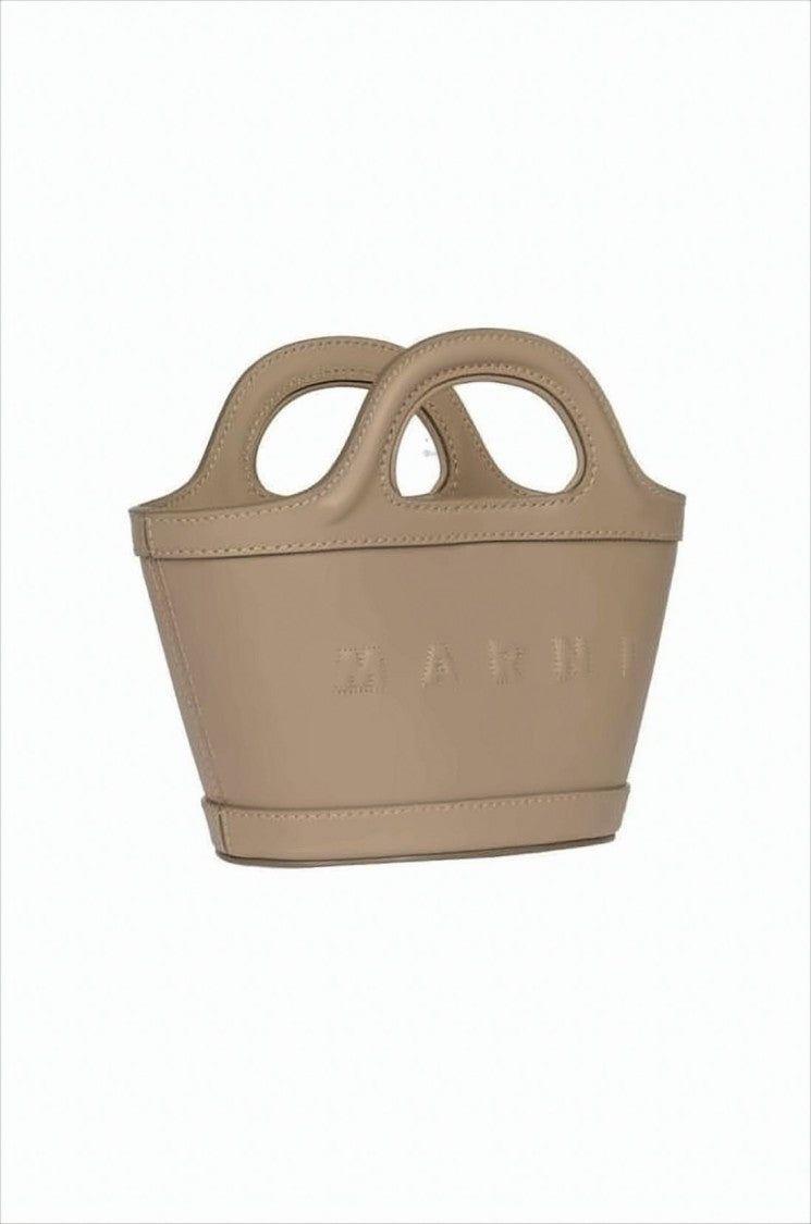 Marni Structured Calf Leather Tote Bag With Embossed Logo