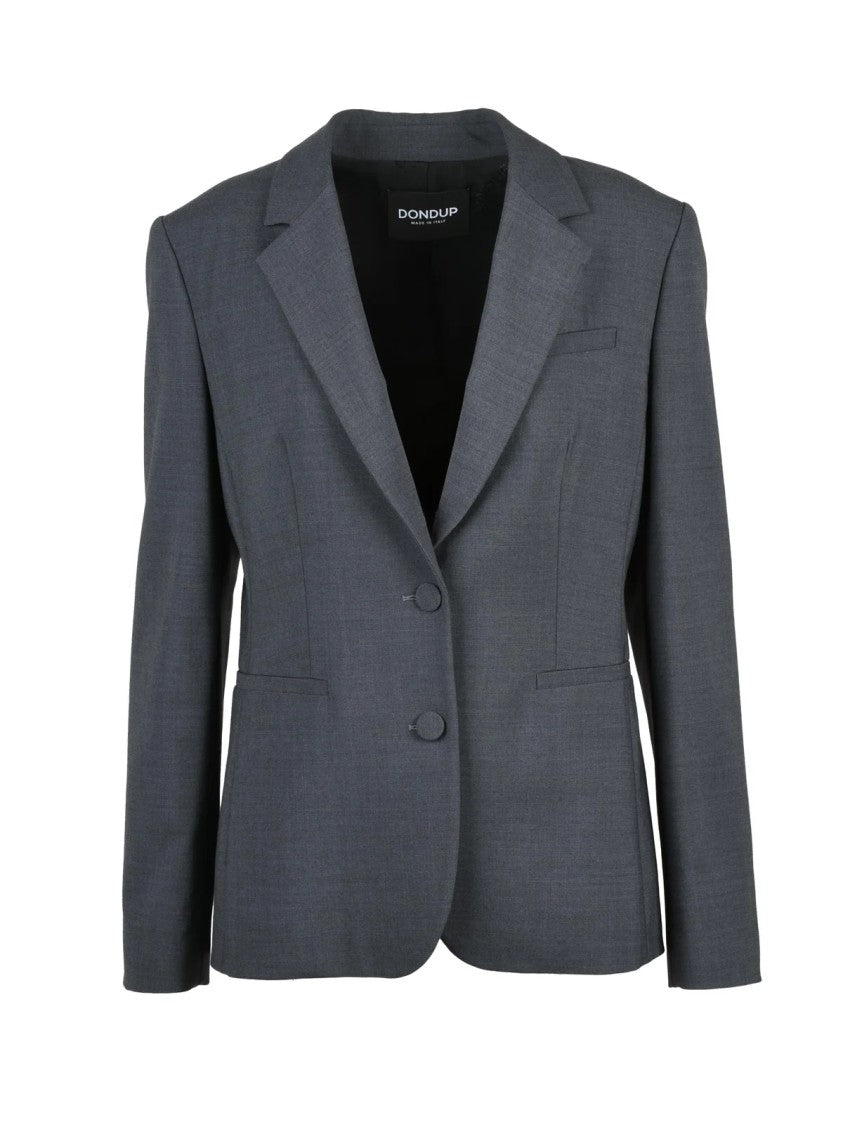 Dondup Grey Virgin Wool-Blend Tailored Blazer