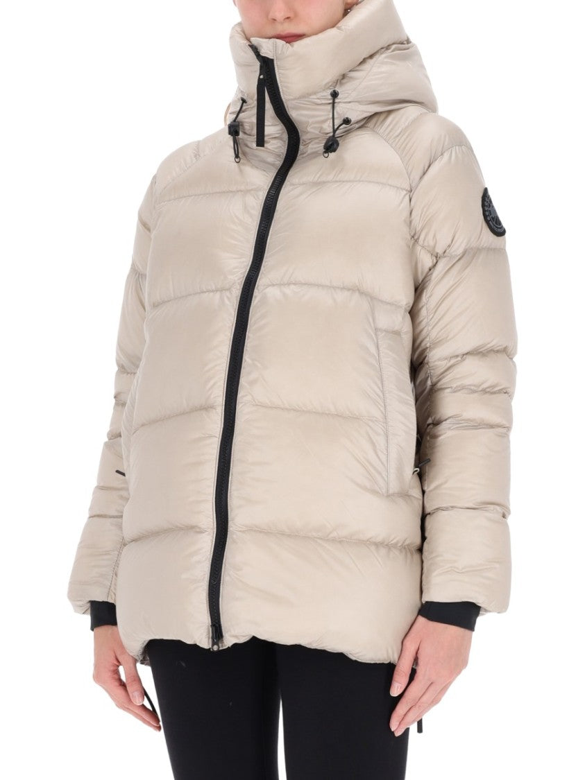 Canada Goose Ivory Puffer Jacket With High Collar