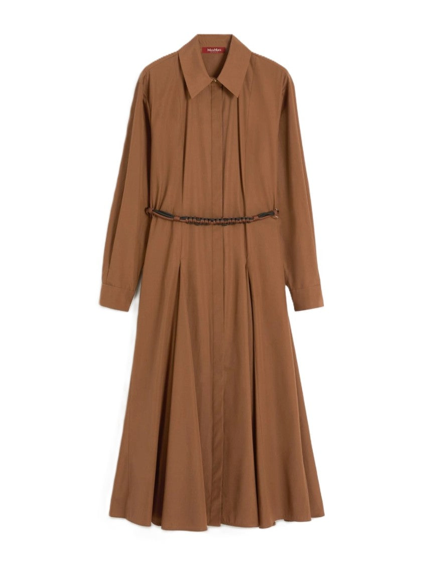 Max Mara Midi Dress With Flared Skirt And Braided Belt