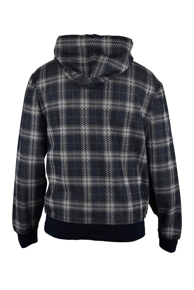 Burberry Hooded Navy-Blue Heavy Cotton Vest With Checkered Pattern