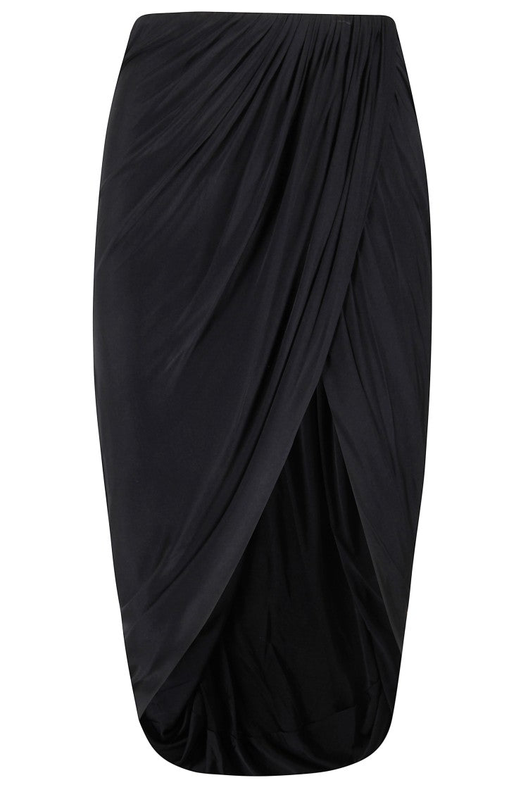Francesco Murano Draped Black Skirt With Elastic Waistband