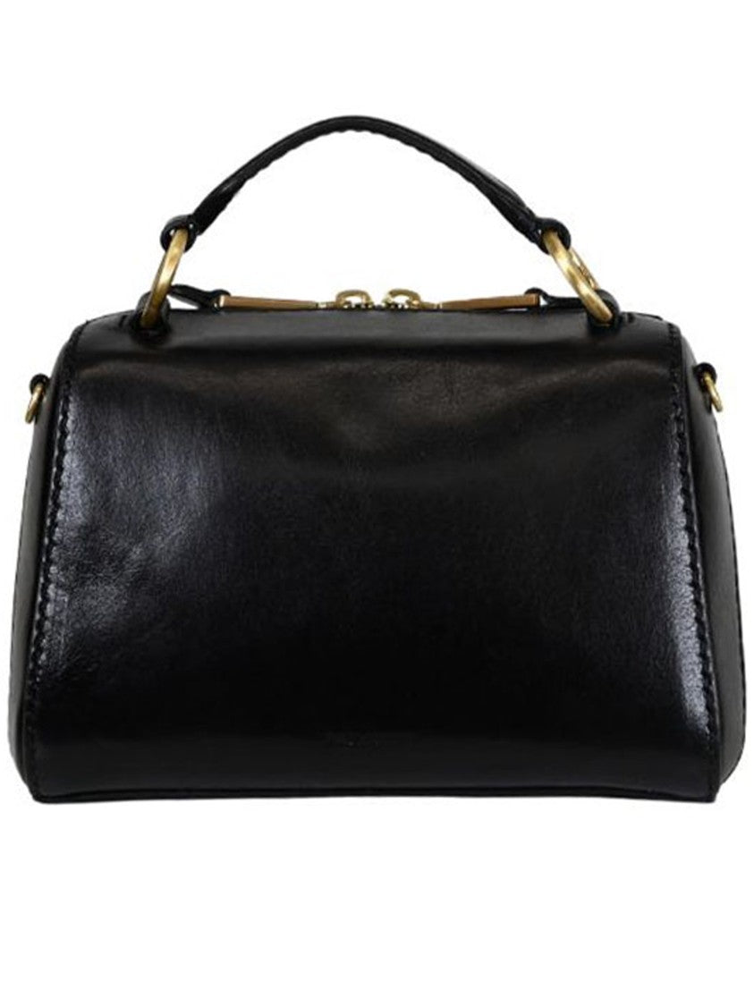 The Bridge Black Top Handle Structured Leather Handbag