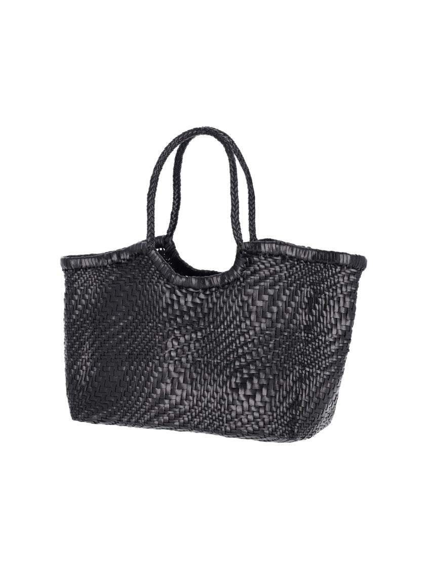Dragon Diffusion Black Nantucket Optical Woven Leather Large Tote Bag