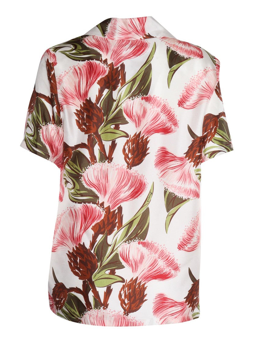 P.A.R.O.S.H. Short-Sleeved Floral Print Silk Shirt