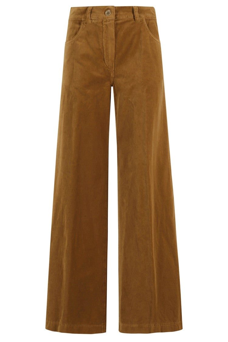 Aspesi High-Waisted Wide-Leg Pants In Soft Velvet