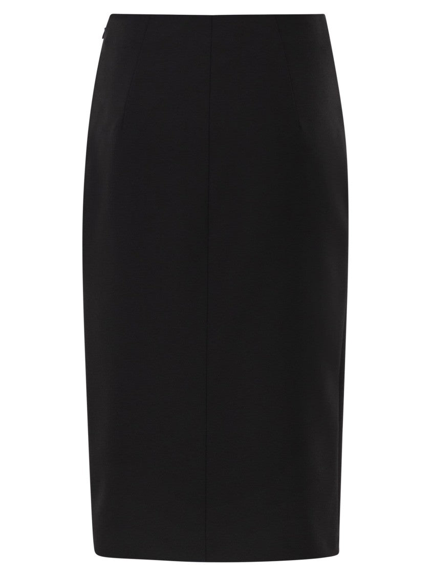 Elisabetta Franchi Double Stretch Crepe Skirt With Logo Details