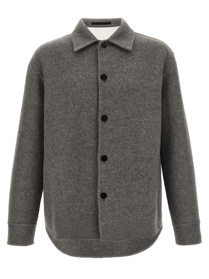 Jil Sander Boxy Fit Grey Wool Overshirt