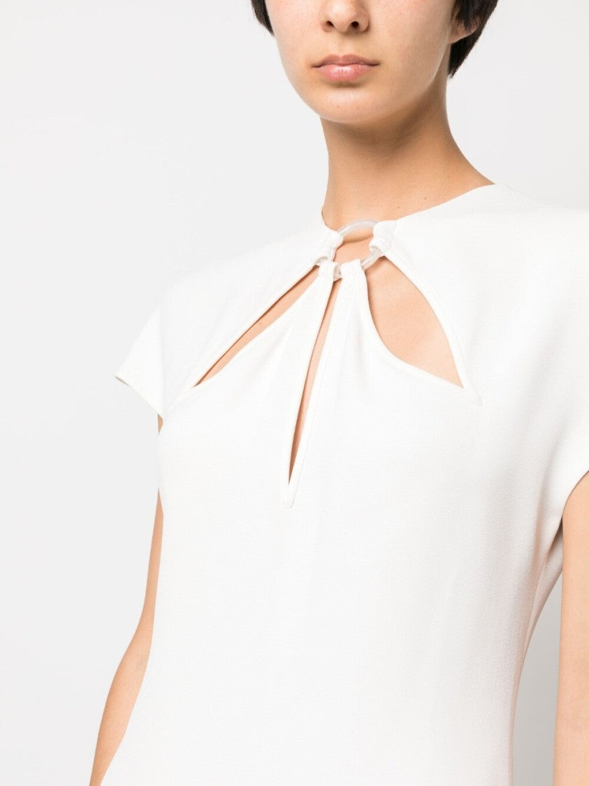 Stella Mccartney White Dress Minimalist Cut-Out Mini Dress