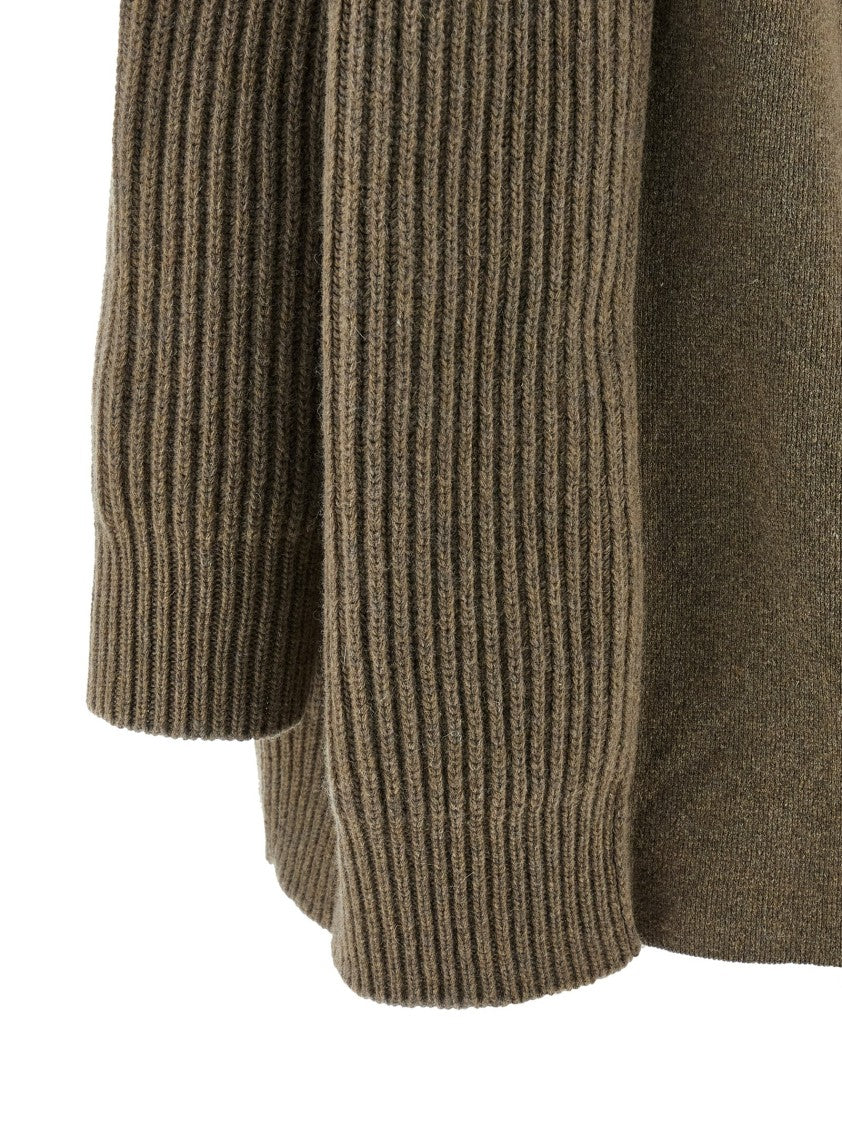 Mm6 By Maison Margiela Ribbed Wool Knit Mini Dress With Adjustable Back Panel