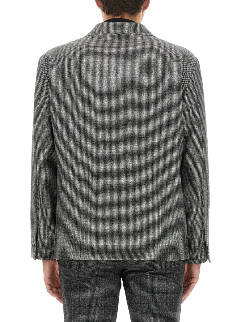 Lardini Grey Wool Shirt With Classic Collar