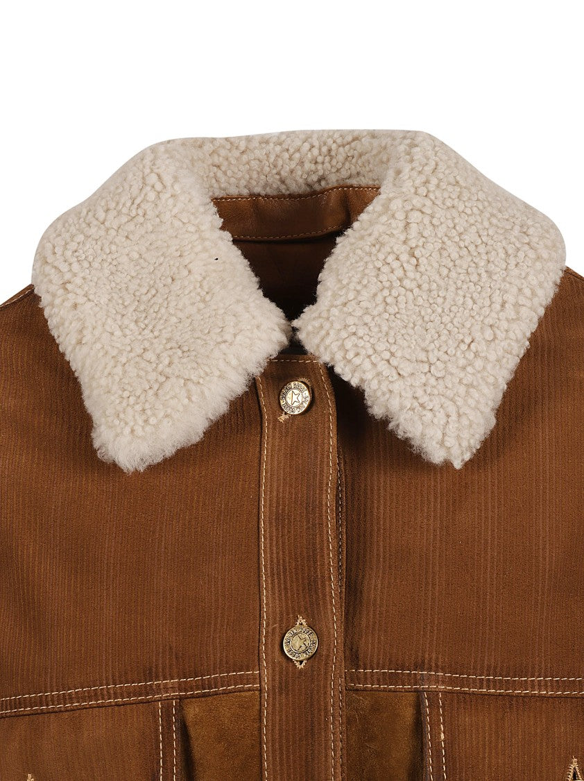Golden Goose Brown Suede And Corduroy Coat