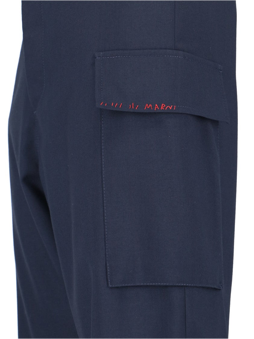 Marni Virgin Wool Cargo Trousers – Navy