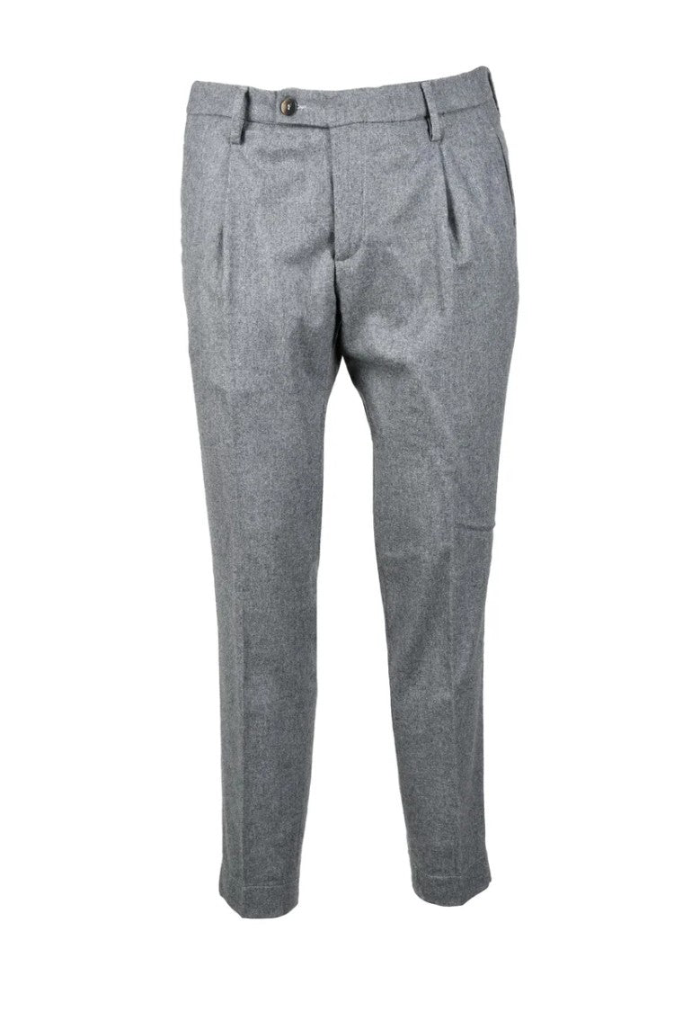 Bro Ship Tailored Grey Cashmere-Blend Trousers With Refined Pleats