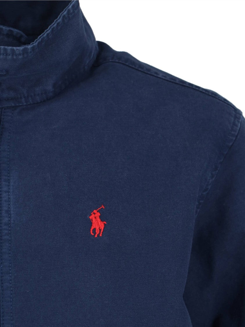 Polo Ralph Lauren Blue High Neck Cotton Canvas Jacket