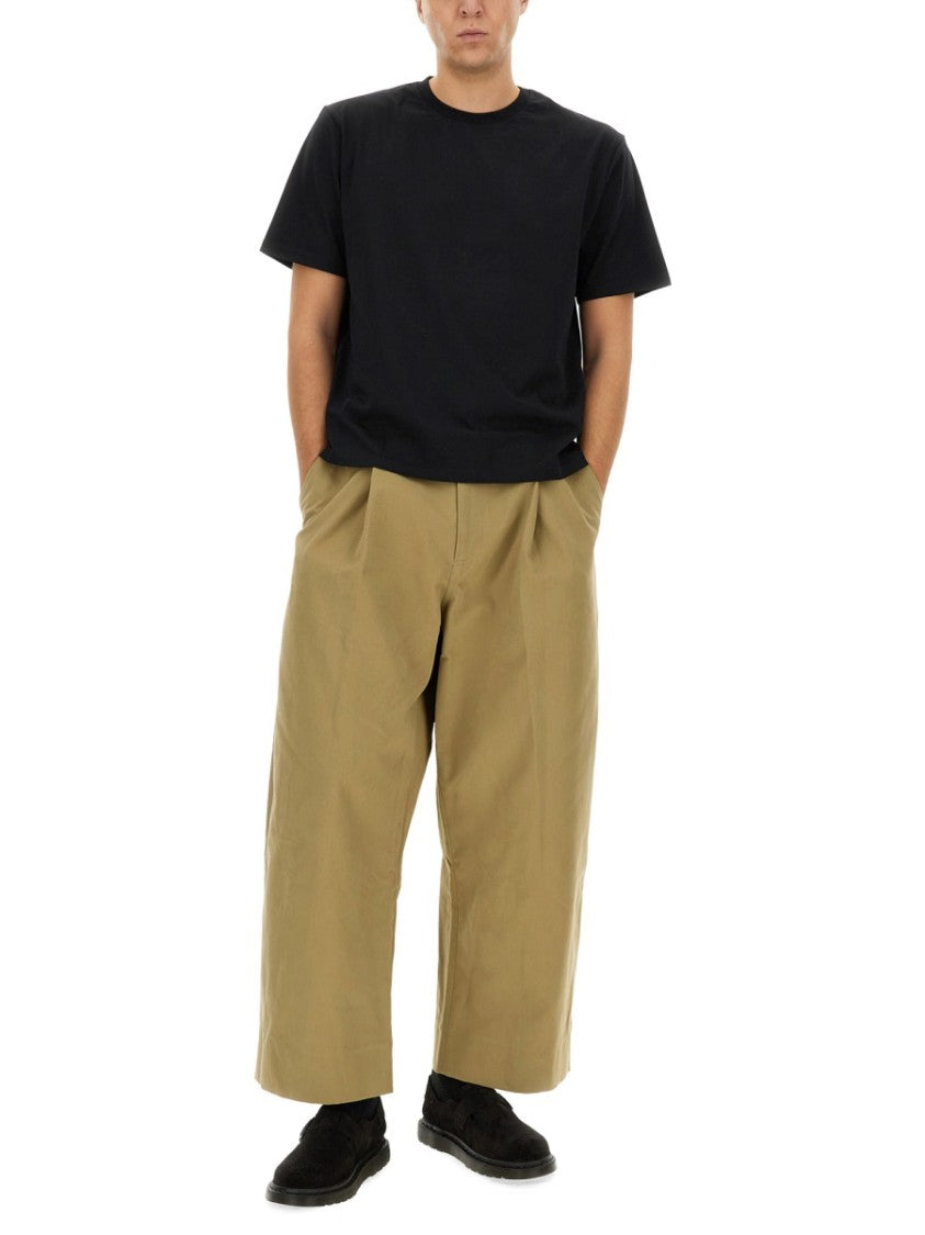 Studio Nicholson Neutrals Sorte Wide-Leg Cropped Cotton Pants