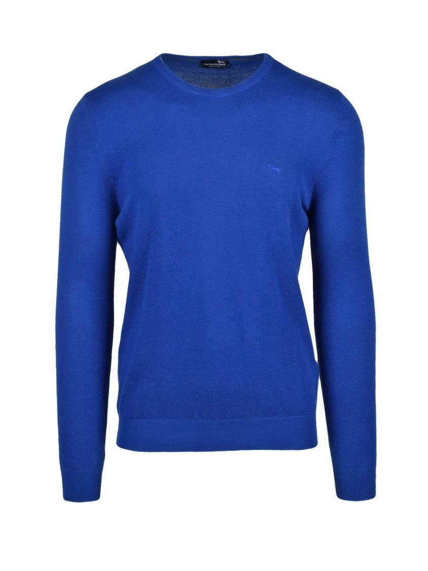 Harmont&Blaine Royal Blue Men Cotton Crew Sweater