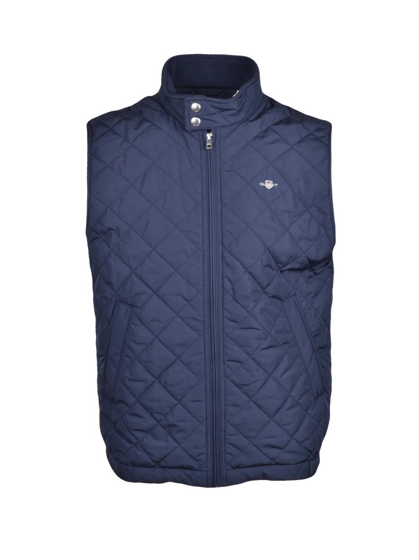 Gant Diamond-Pattern Quilted Windcheater Vest In Recycled Polyester