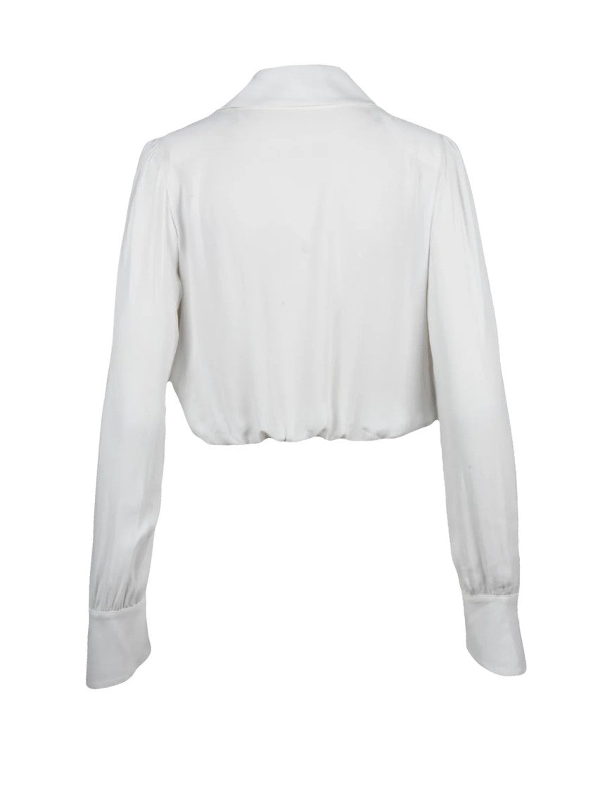 Elisabetta Franchi White Wrap Front Viscose Blouse