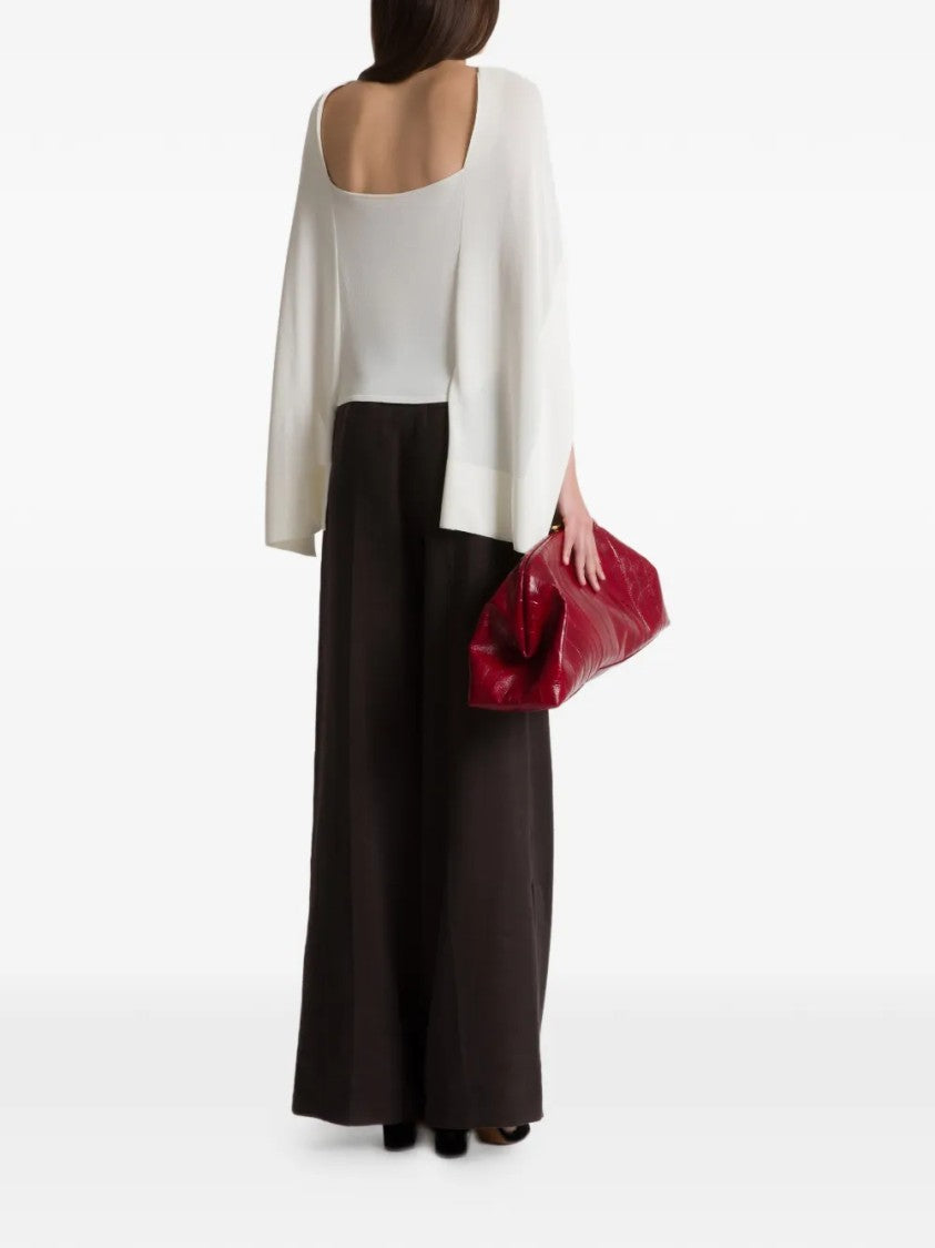 Alberta Ferretti Layered Long-Sleeved Top With Draped Cape Overlay