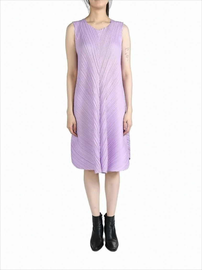 Pleats Please Pleated Midi Dress With Textured Silhouette