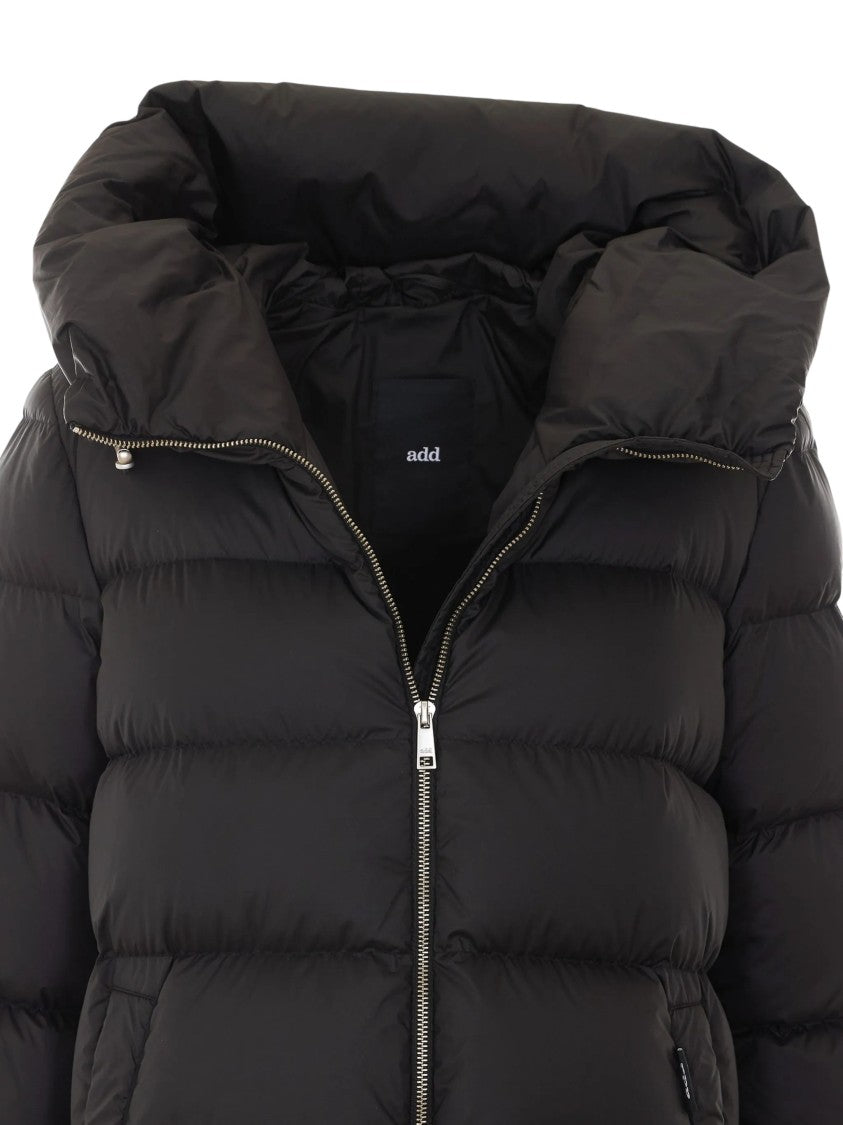 Add Cocoon Silhouette Puffer Jacket With Quilted Design And Utility Details